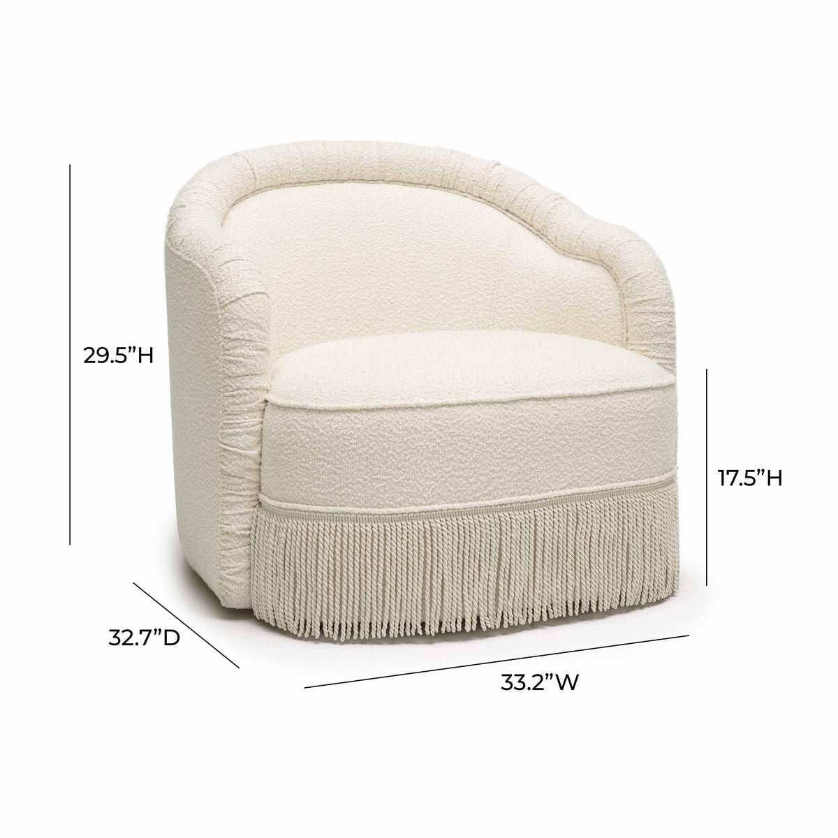 Pamela Cream Performance Boucle Tasseled Lounge Accent Chair