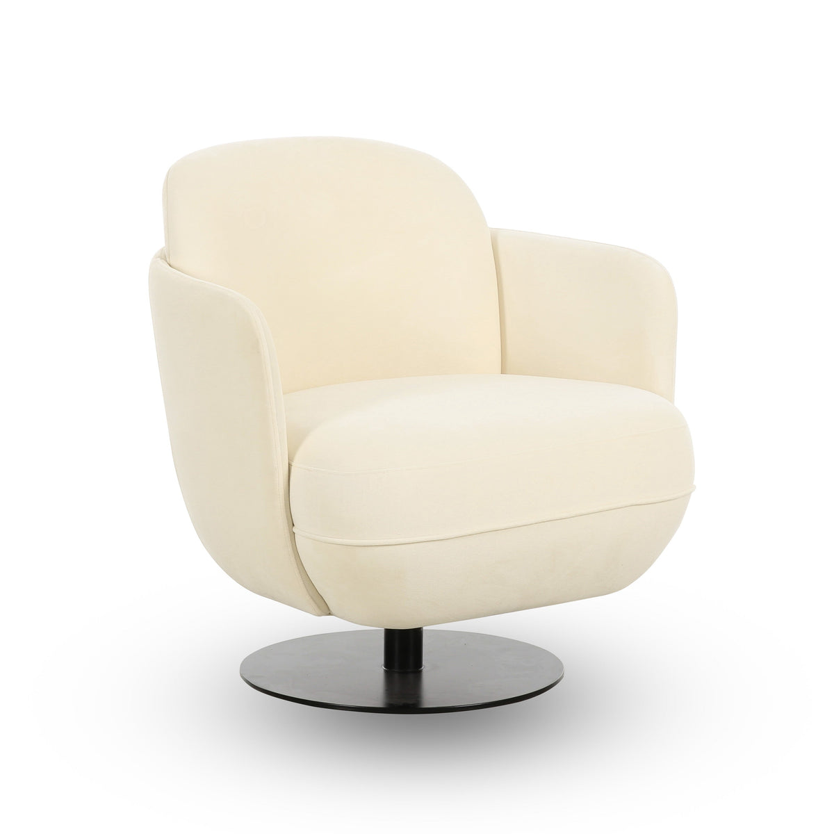 Solange Performance Velvet Swivel Accent Chair — Cream null