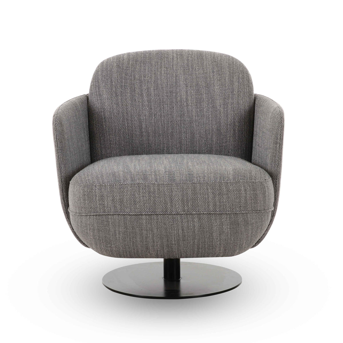 Solange Grey Textured Contract-Grade Weave Fabric Swivel Accent Chair