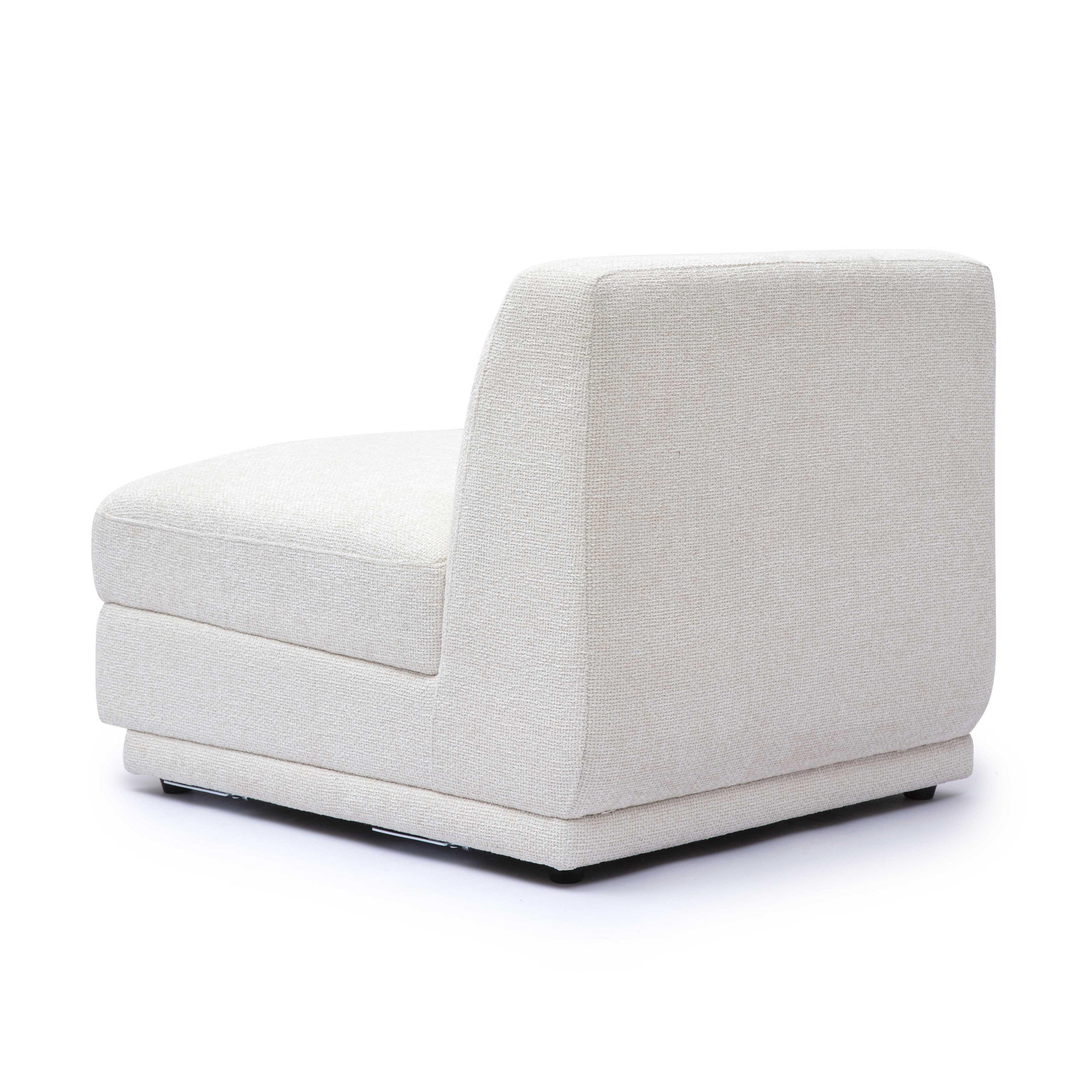 Perry Cream Performance Chenille Modular Armless Chair