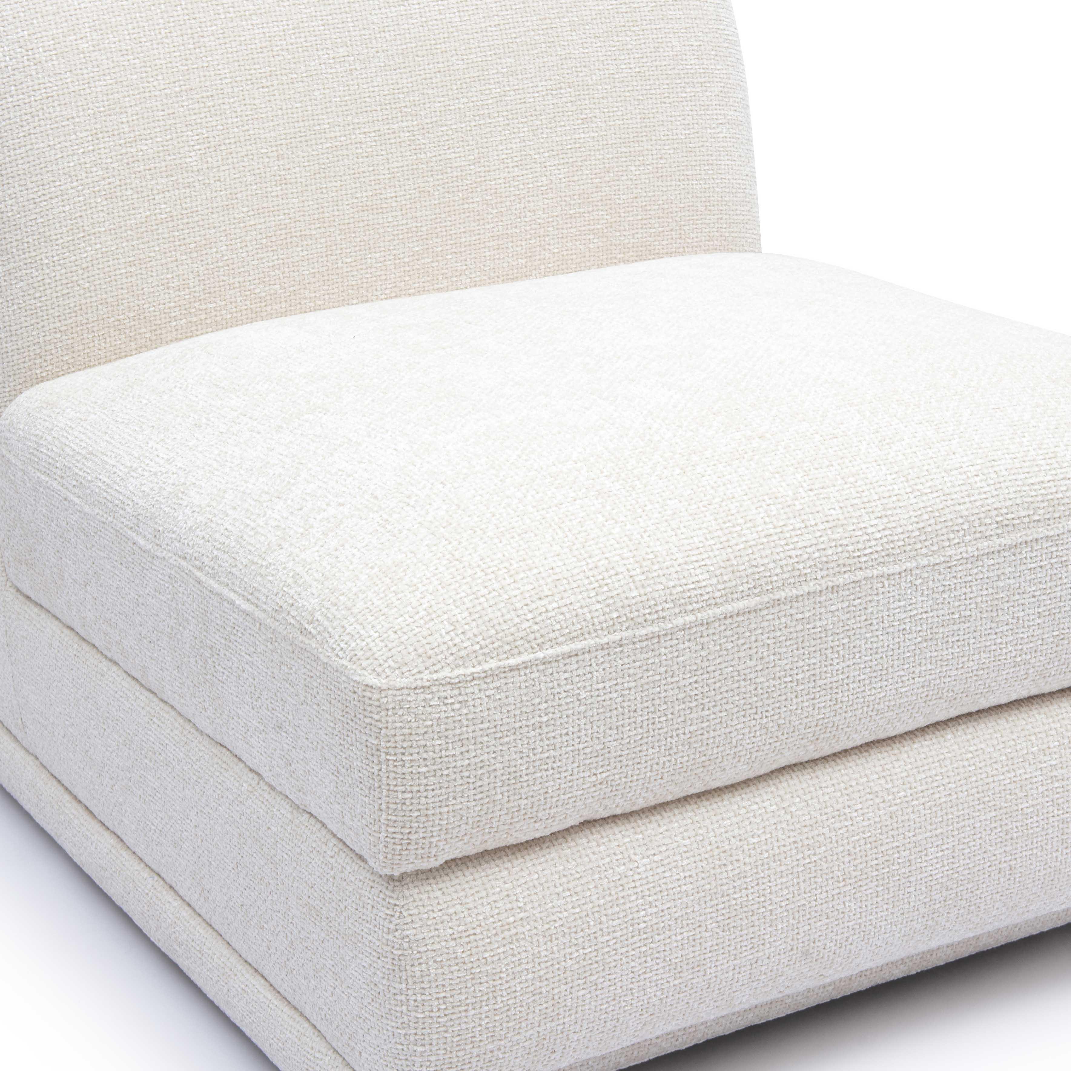 Perry Cream Performance Chenille Modular Armless Chair