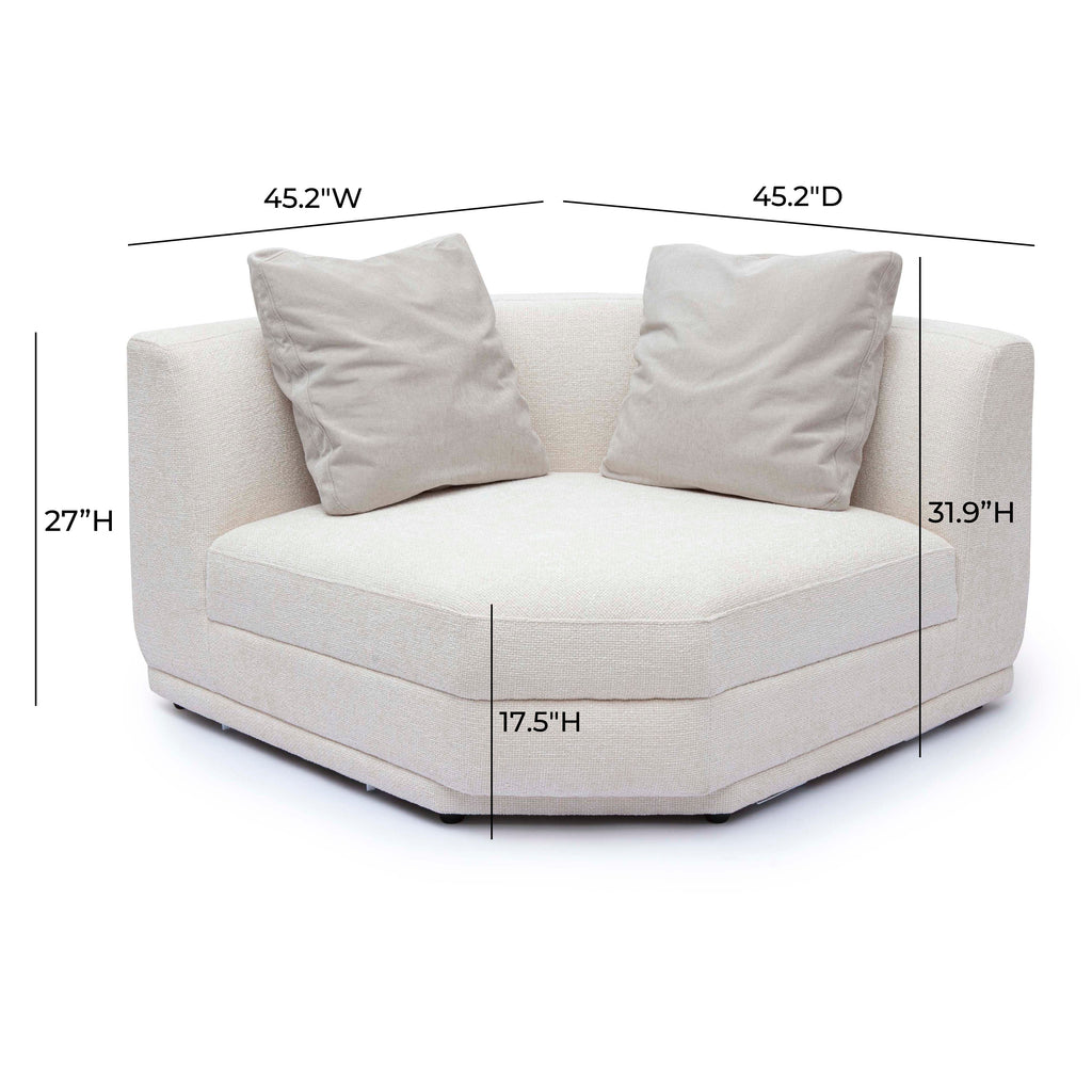 Perry Cream Performance Chenille Modular Wedge Corner Chair