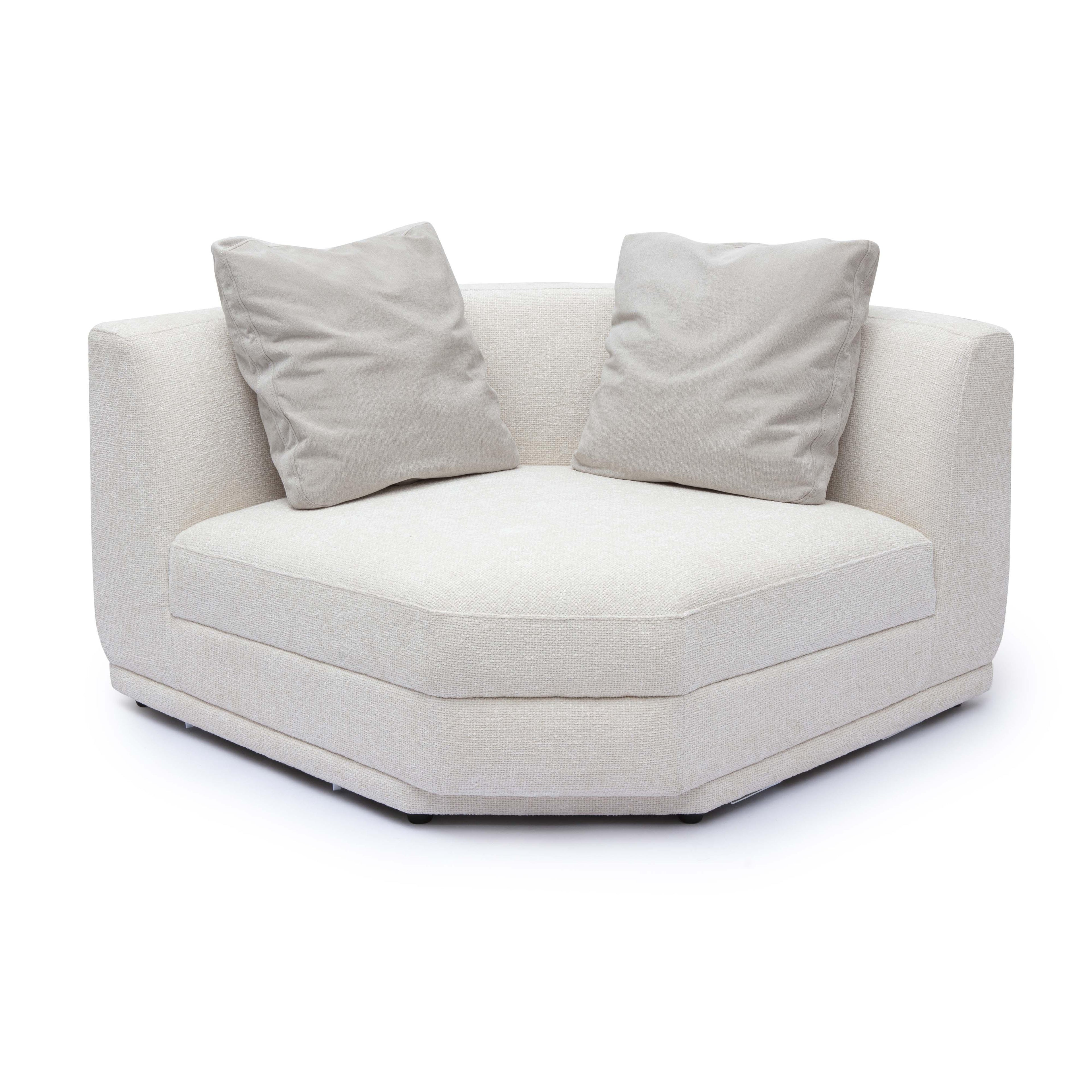 Perry Cream Performance Chenille Modular Wedge Corner Chair