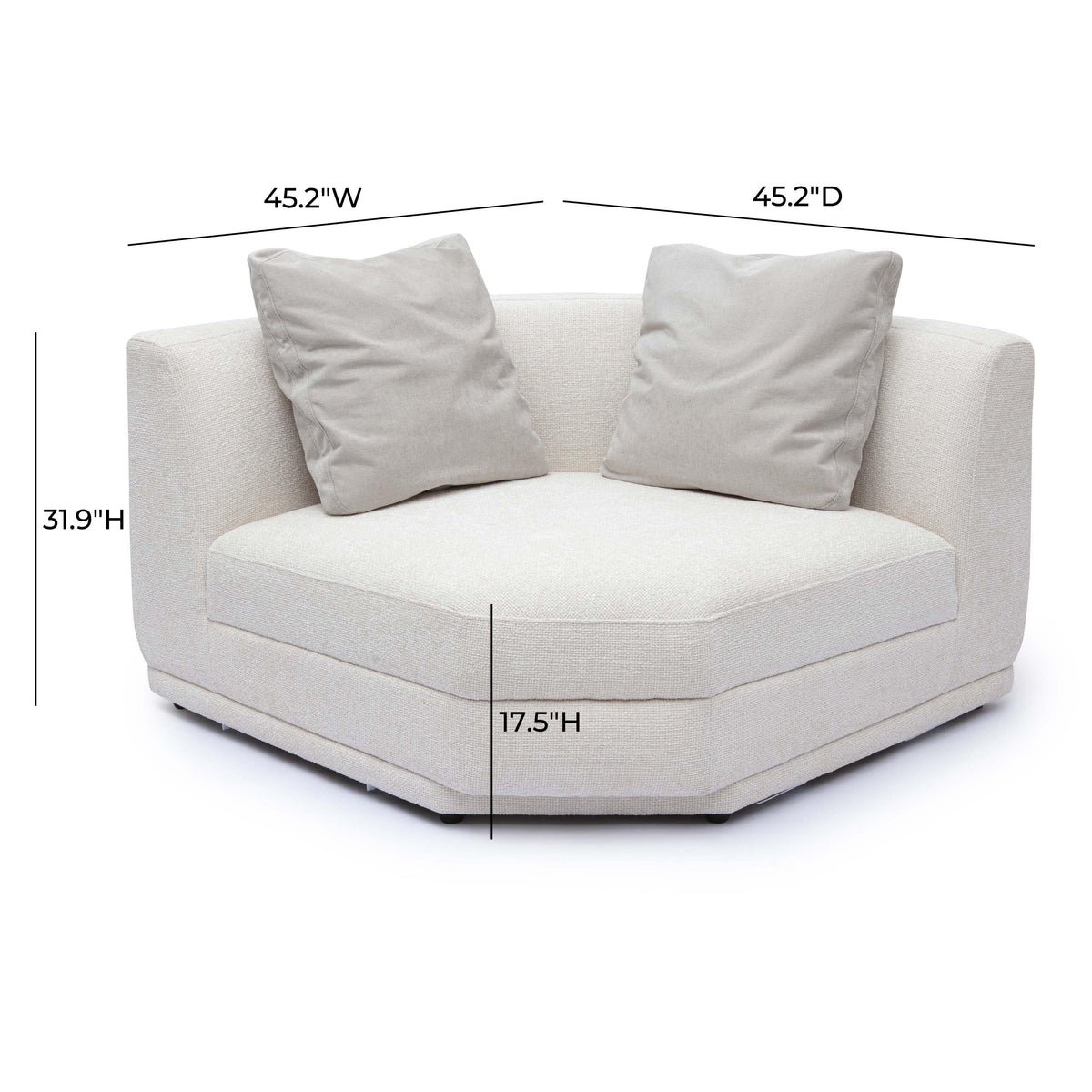 Perry Cream Performance Chenille Modular Wedge Corner Chair