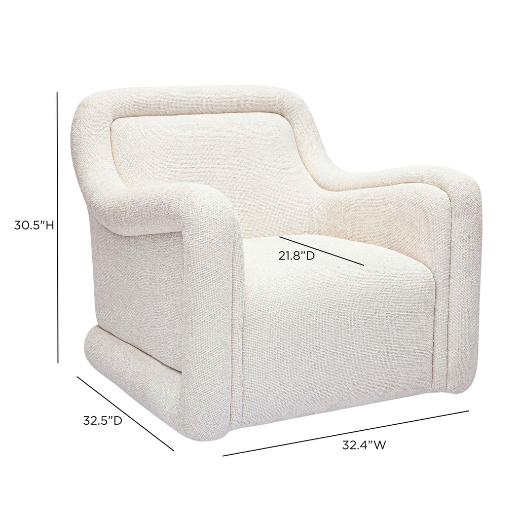 Charli Cream Performance Basketweave Chenille Swivel Chair