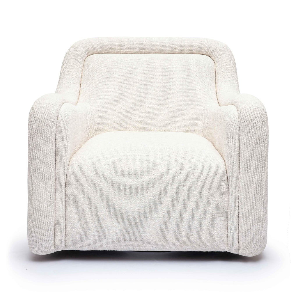 Charli Cream Performance Basketweave Chenille Swivel Chair