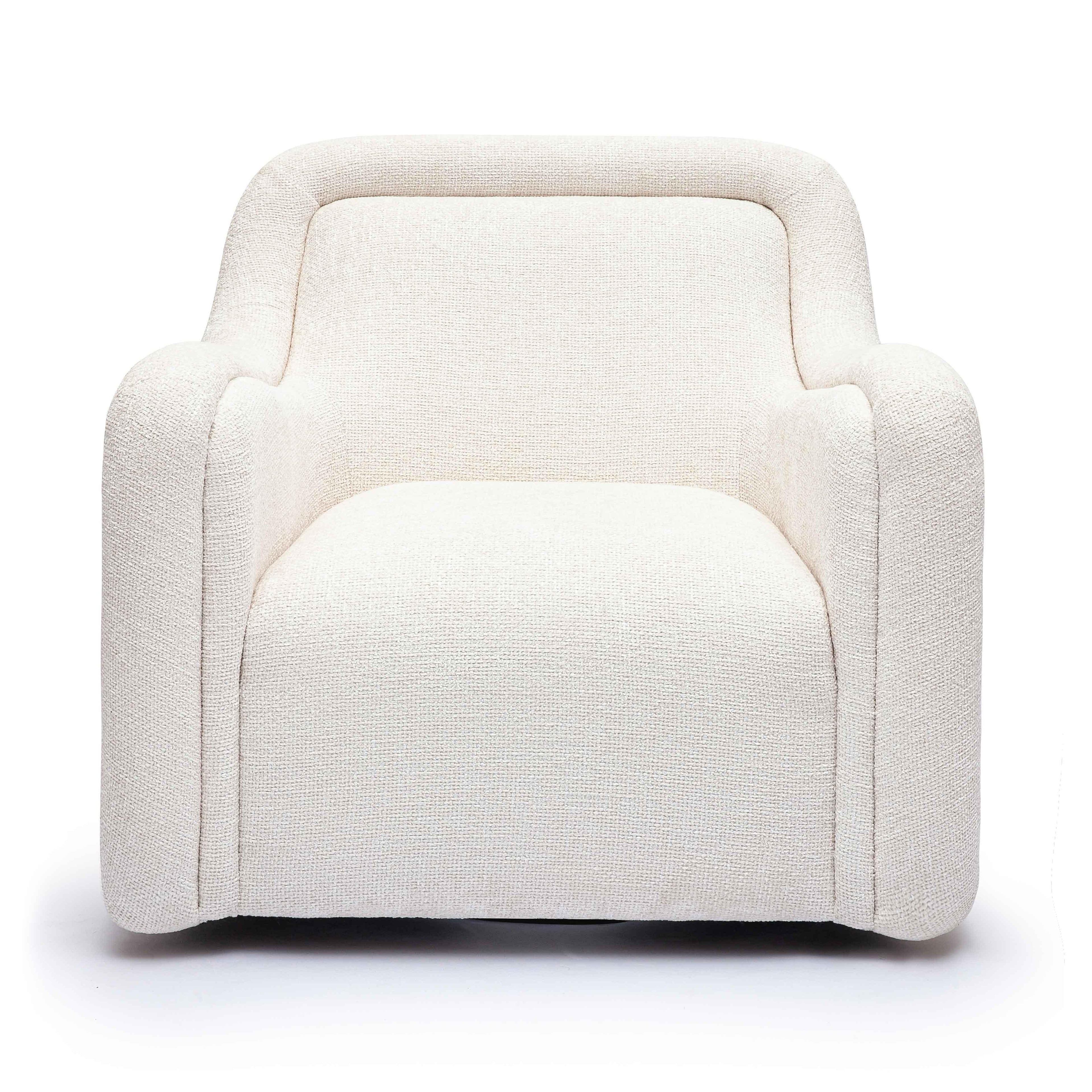 Charli Cream Performance Basketweave Chenille Swivel Chair