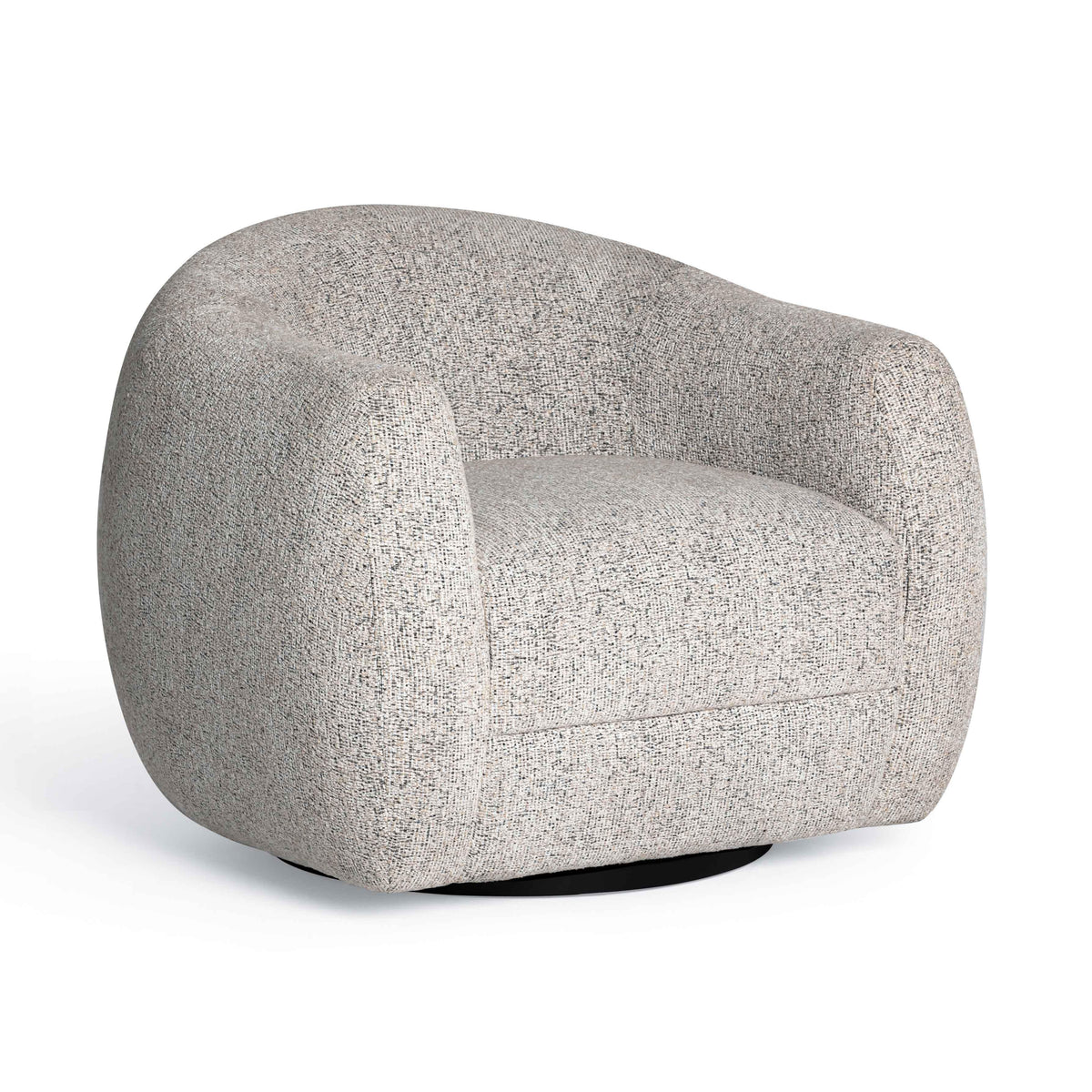 Judy Black and White Woven Performance Fabric Swivel Accent Chair