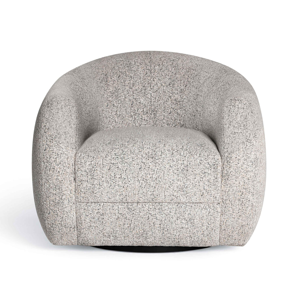 Judy Black and White Woven Performance Fabric Swivel Accent Chair