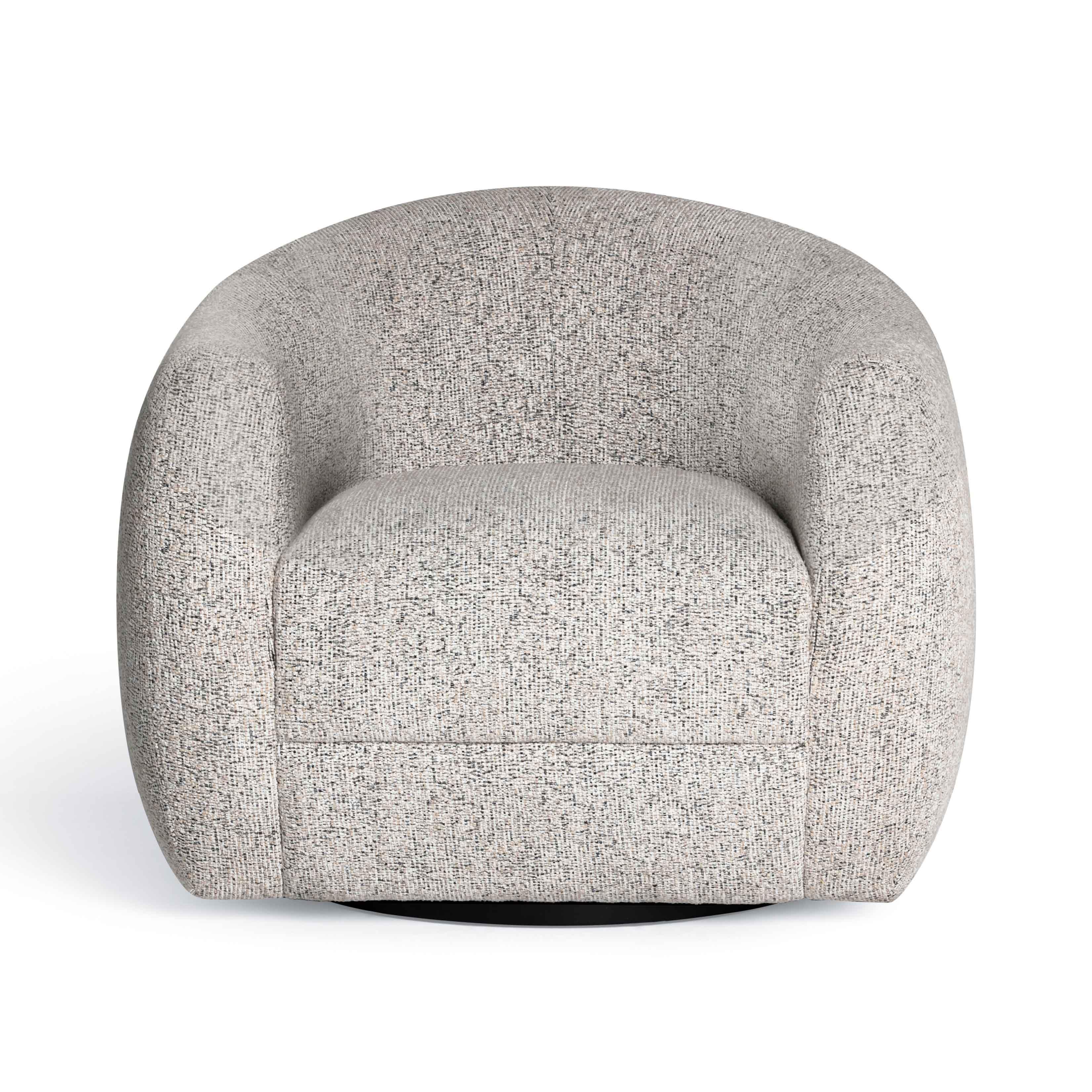 Judy Black and White Woven Performance Fabric Swivel Accent Chair
