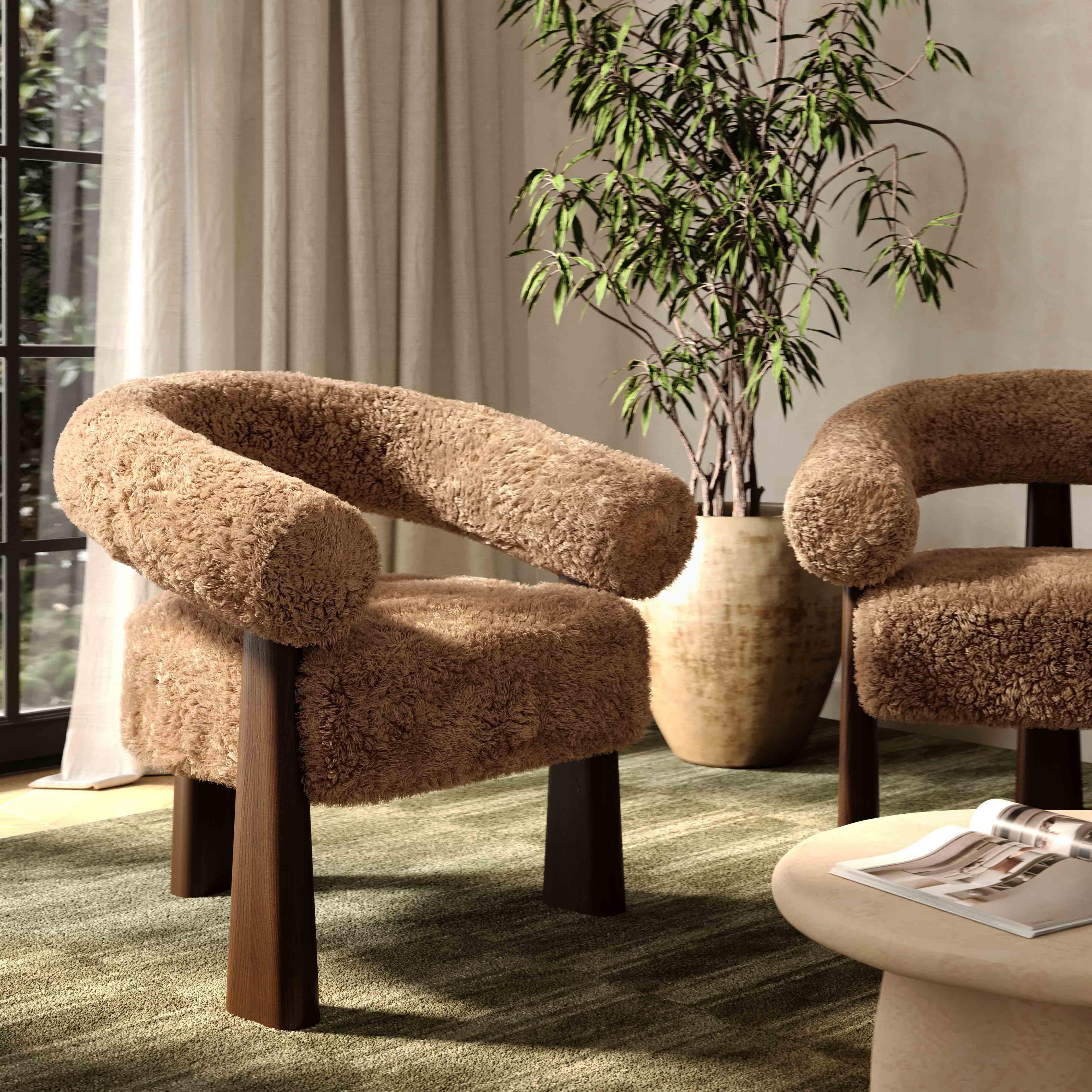 Spara Contract-Grade Straight Vegan Shearling Accent Chair