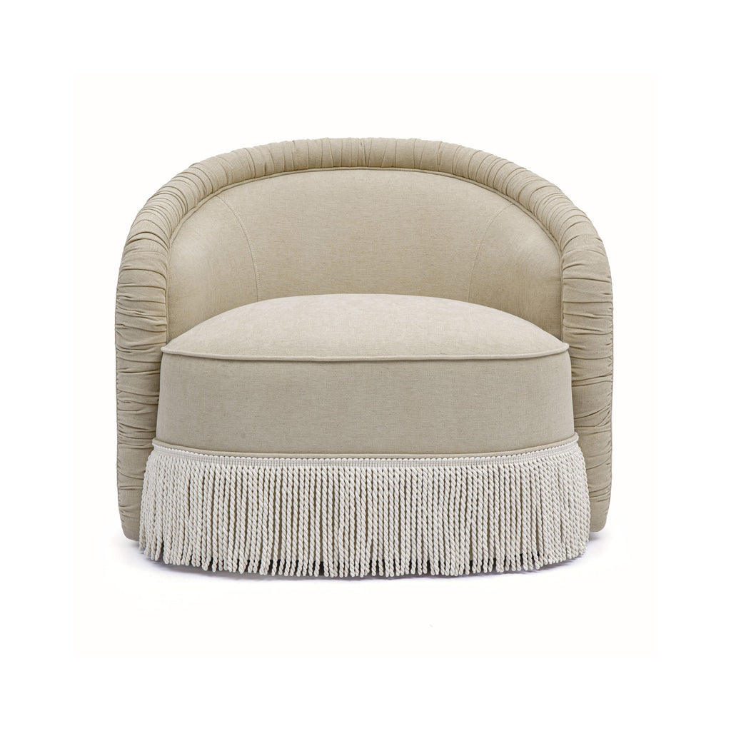 Pamela Tan Performance Chenille Tasseled Lounge Accent Chair