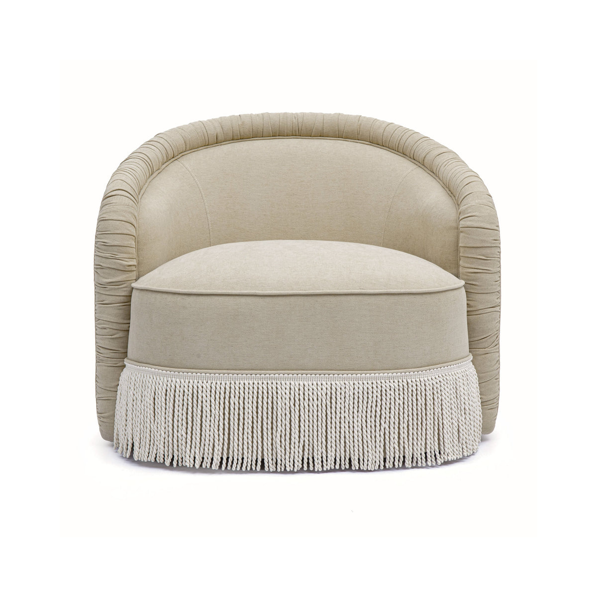 Pamela Tan Performance Chenille Tasseled Lounge Accent Chair