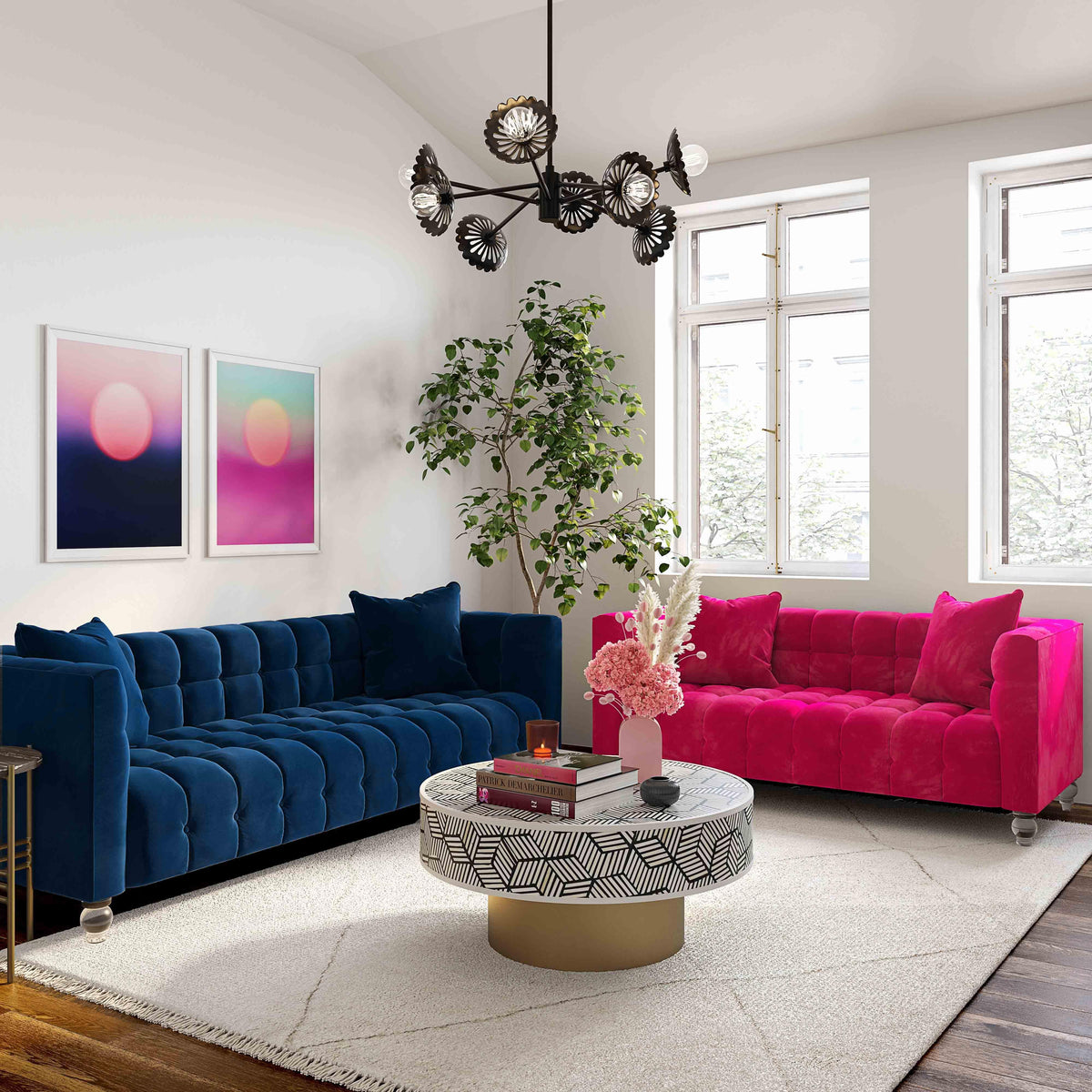 Bea 90.6" Performance Velvet Tufted Sofa