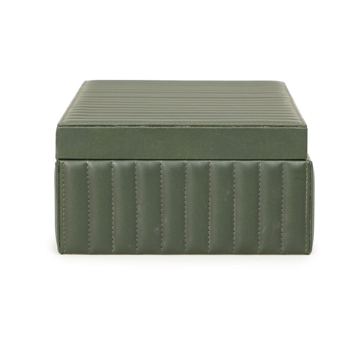Eton Ribbed Green Vegan Leather Contract-Grade Storage Box