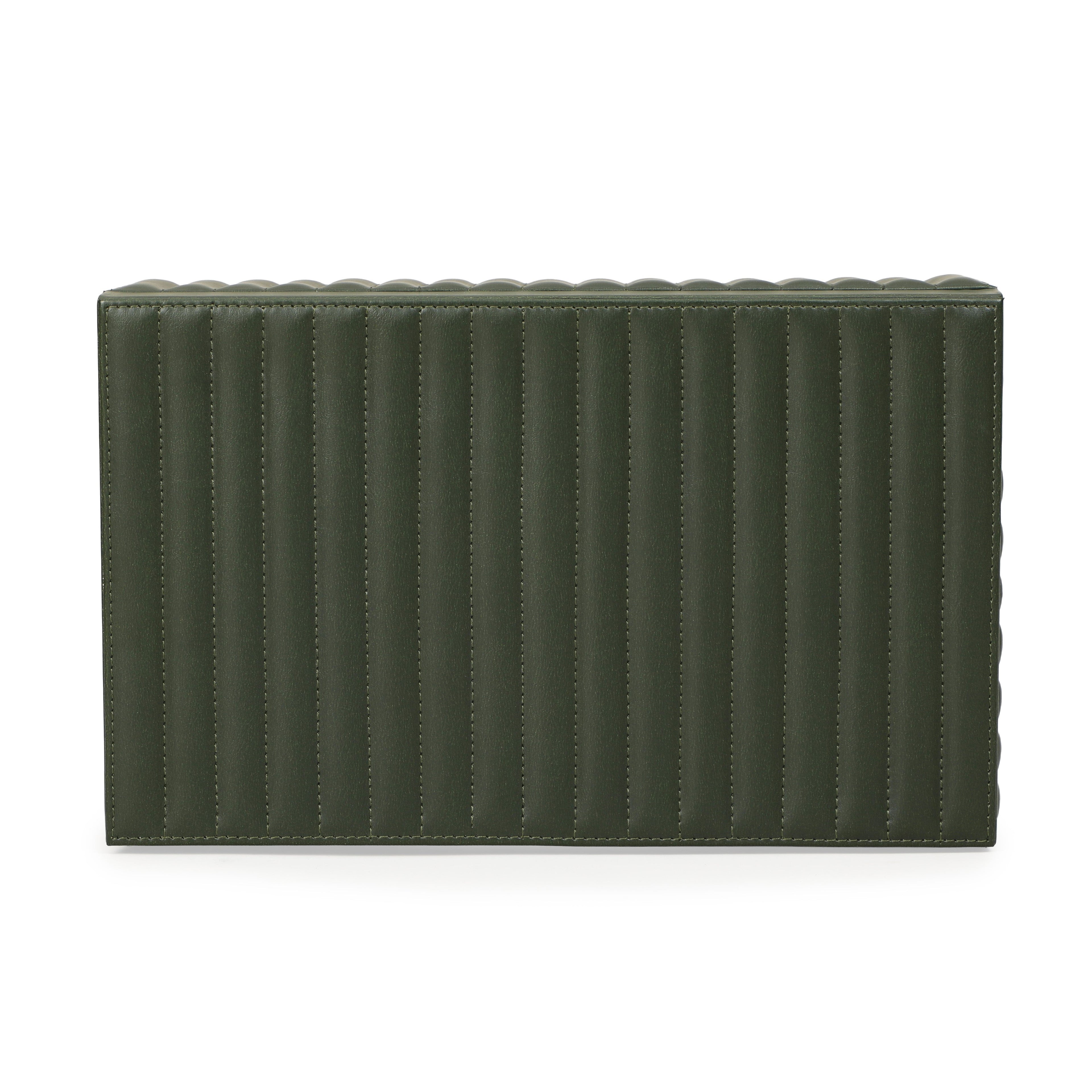 Eton Ribbed Green Vegan Leather Contract-Grade Storage Box