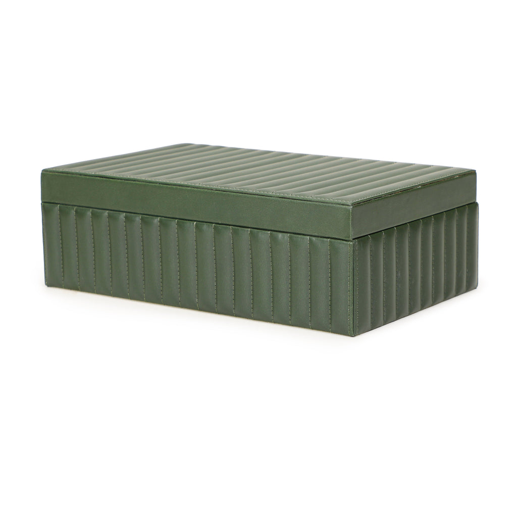 Eton Ribbed Green Vegan Leather Contract-Grade Storage Box