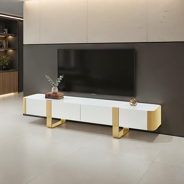 Larvik TV Stand White with Gold Frame
