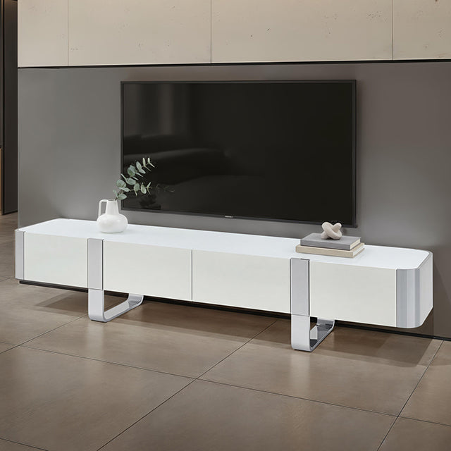 Larvik TV Stand White with Silver Frame