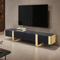 Leknes TV Stand Black with Gold Frame
