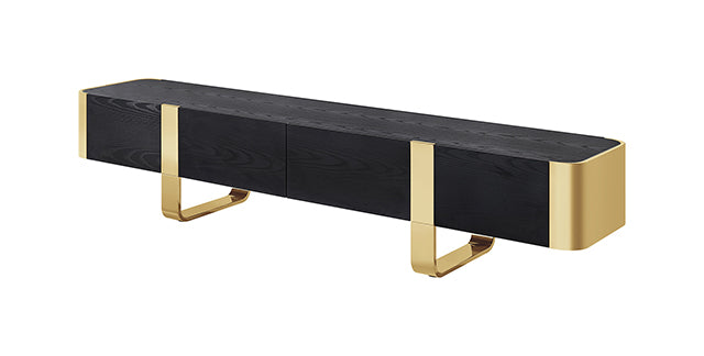 Leknes TV Stand Black with Gold Frame