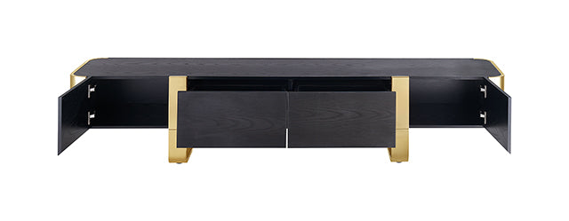 Leknes TV Stand Black with Gold Frame