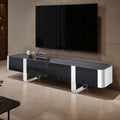 Leknes TV Stand Black with Silver Frame