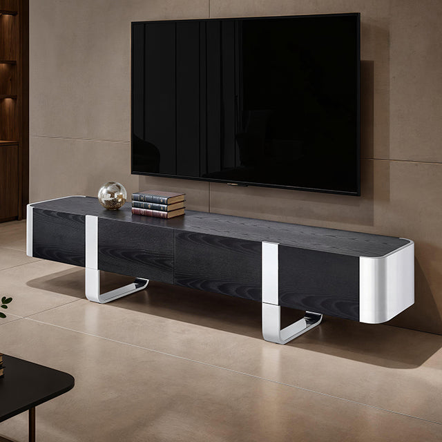 Leknes TV Stand Black with Silver Frame