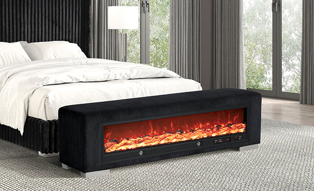 Elnath Bench with Visual Wood Log Fireplace