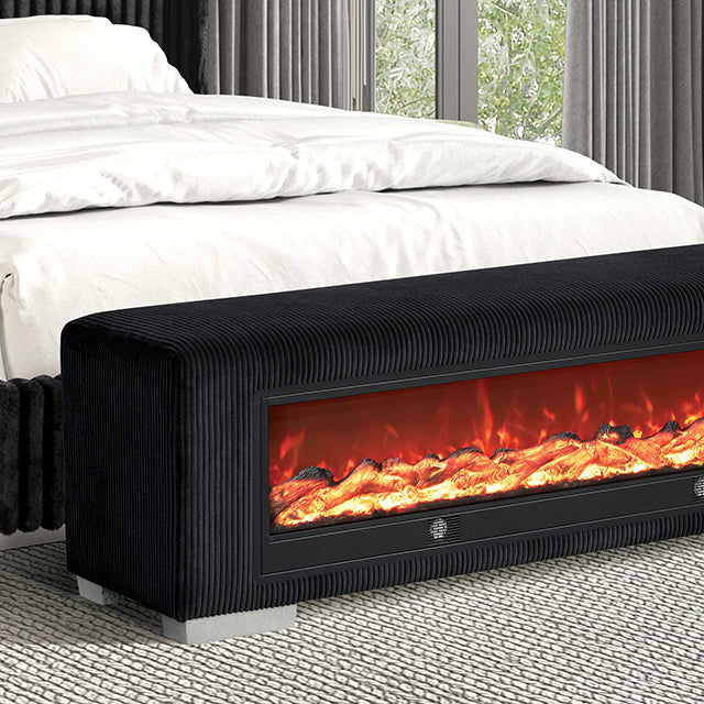 Elnath Bench with Visual Wood Log Fireplace