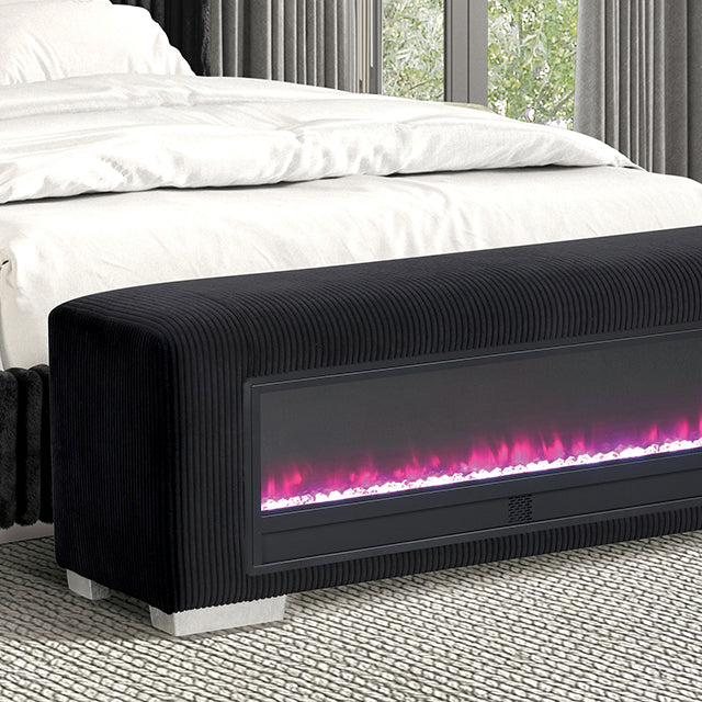 Elnath Bench with Visual Crystal Fireplace