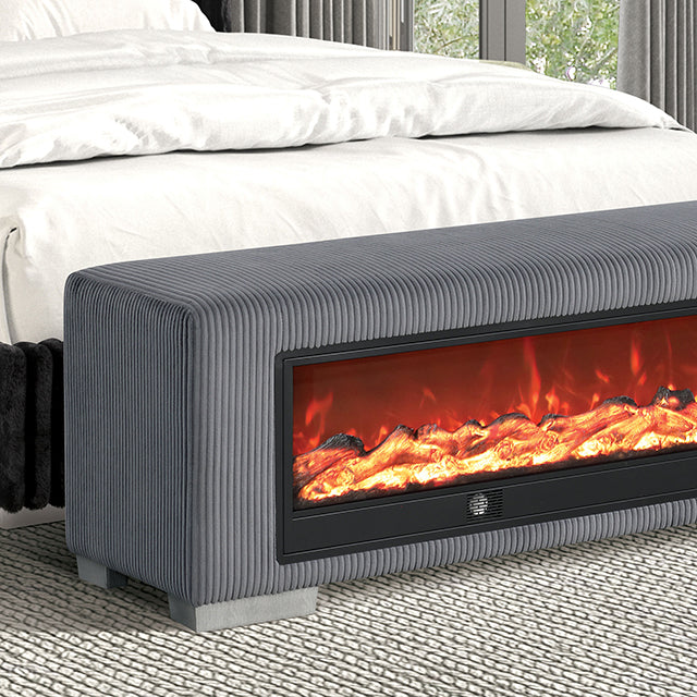 Elnath Bench with Visual Wood Log Fireplace