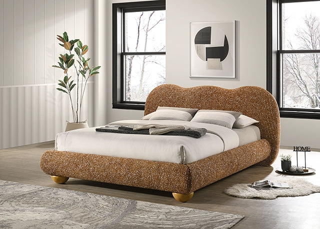 Finamore Upholstered Bed in Terracotta Brown