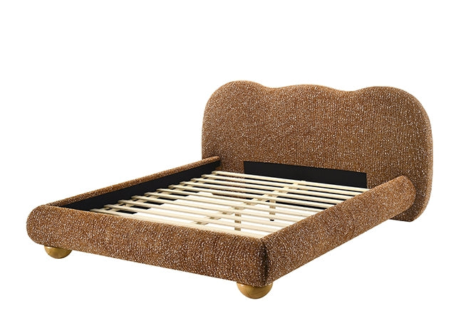Finamore Upholstered Bed in Terracotta Brown