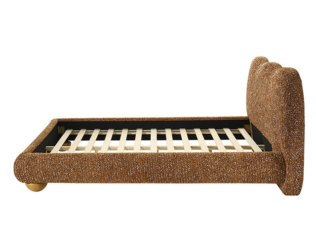 Finamore Upholstered Bed in Terracotta Brown