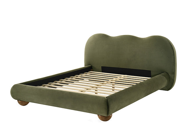 Finamore Upholstered Bed in Olive Green