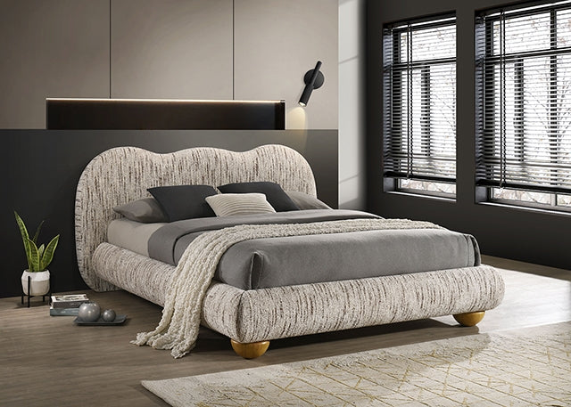 Finamore Upholstered Bed in Latte Brown