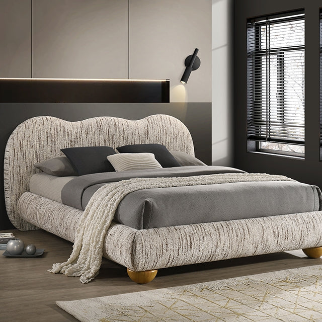 Finamore Upholstered Bed in Latte Brown