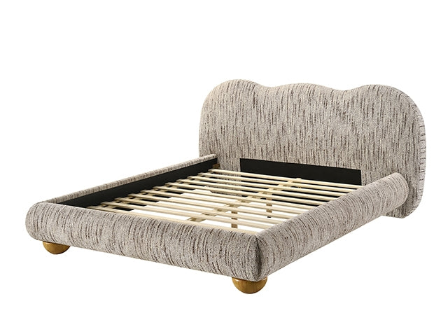 Finamore Upholstered Bed in Latte Brown