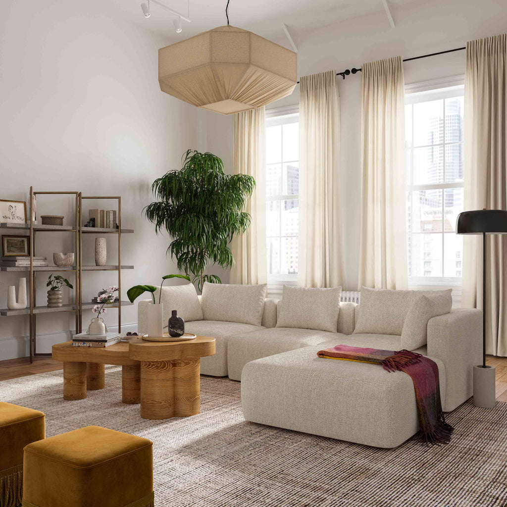 Hangover 4-Piece Contract-Grade Textured Fabric Modular Sectional