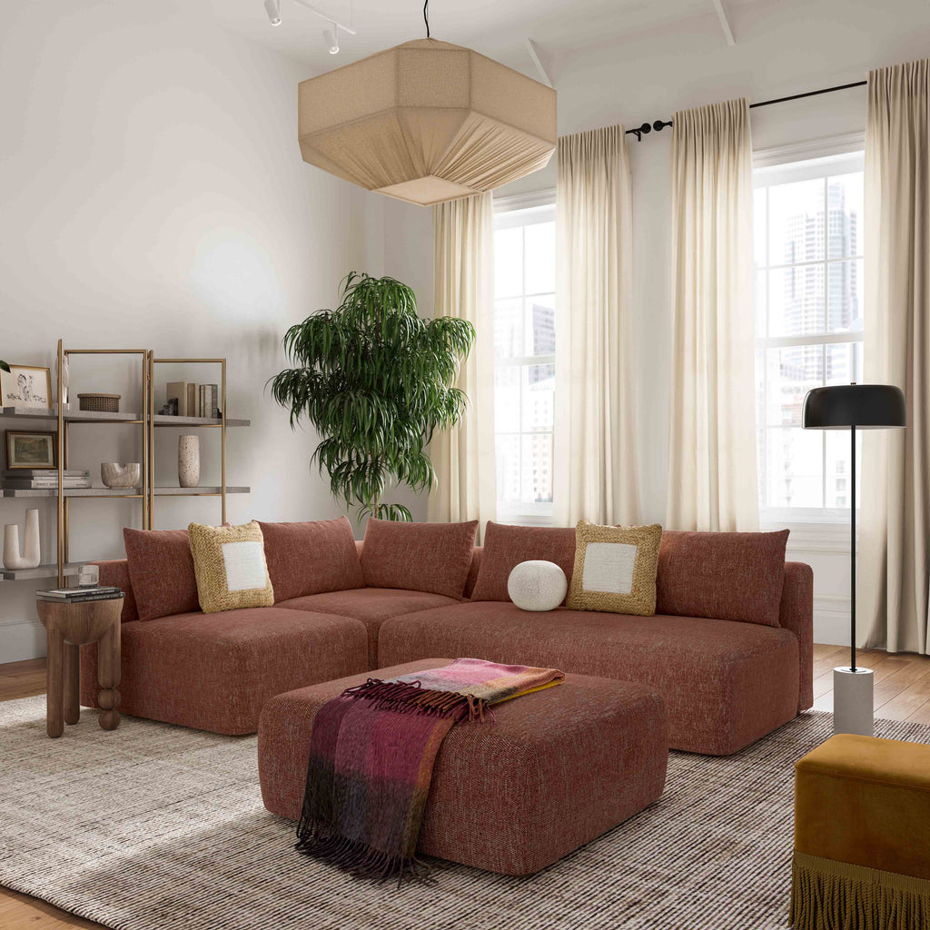 Hangover 4-Piece Contract-Grade Textured Fabric Modular Chaise Sectional