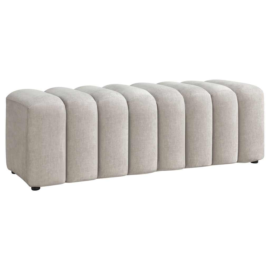 Summer Chenille Upholstered Channel Accent Bench Beige