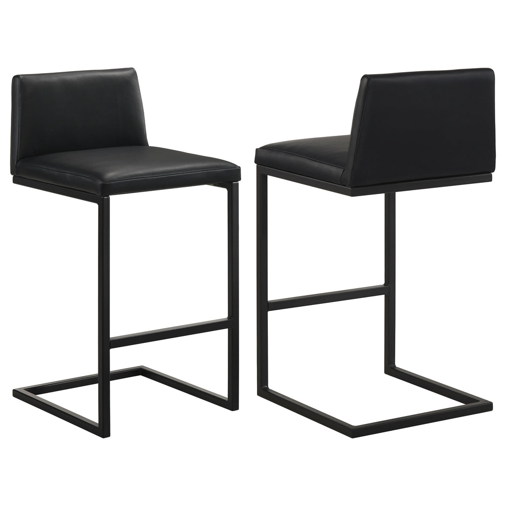 Vardon Genuine Leather Bar Stool Black (Set of 2)
