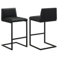 Vardon Genuine Leather Bar Stool Black (Set of 2)
