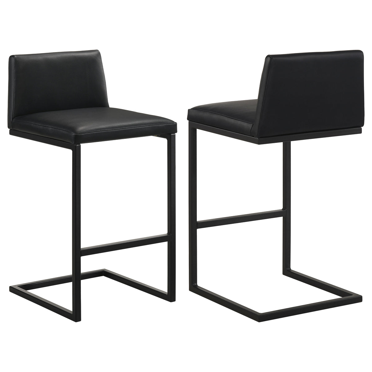 Vardon Genuine Leather Bar Stool Black (Set of 2)