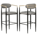 Tina Fabric Upholstered Bar Chair Grey (Set of 2)