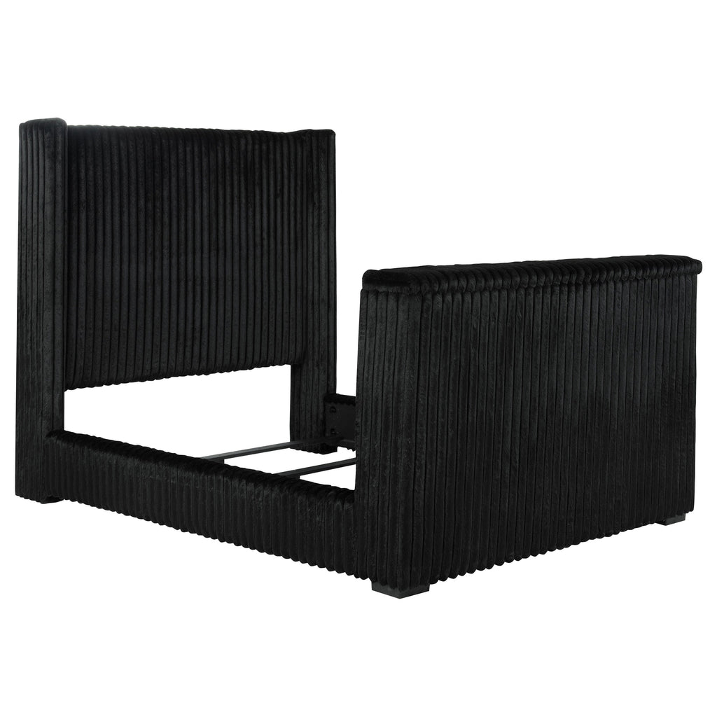 Centergrove Upholstered Wingback TV Bed Black — Black Queen