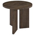 Aragon Round Panel Base End Table Dark Rustic Mango