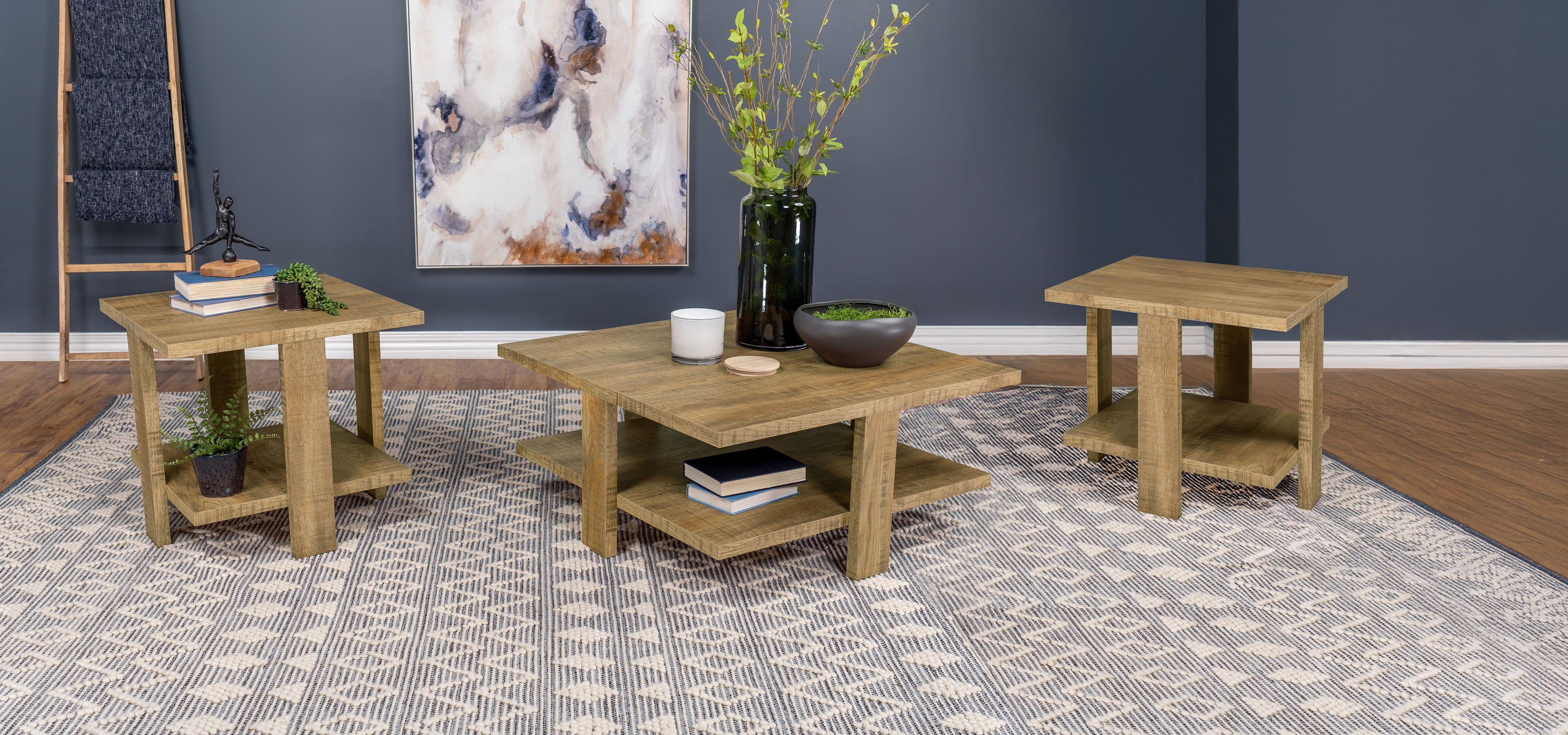 Dawn 3-piece Round Coffee and End Table Set Mango Brown