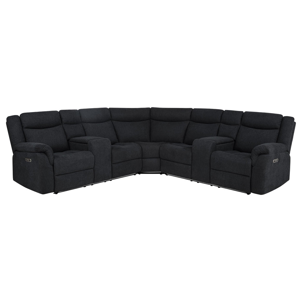 Hagen Upholstered Power Reclining Sectional Sofa Steel Grey